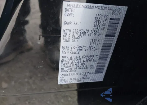 2023 Infiniti Qx60 Luxe Awd from USA, damaged, VIN 5N1DL1FS9PC375784